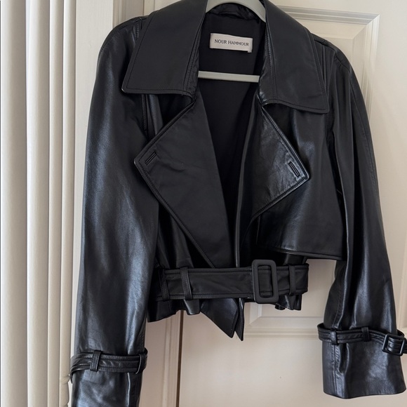 Nour Hammour Black Leather Jacket - Picture 3 of 10